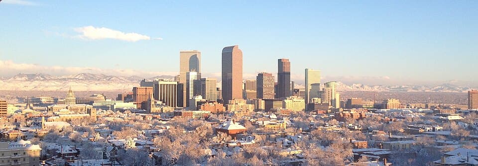 Denver downtown business district and commercial buildings showcasing the local business insurance market in Colorado