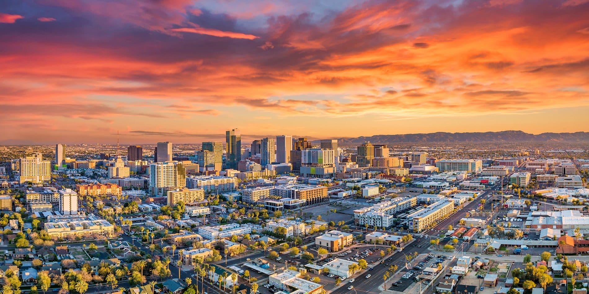 Phoenix downtown business district and commercial buildings showcasing the local business insurance market in Arizona